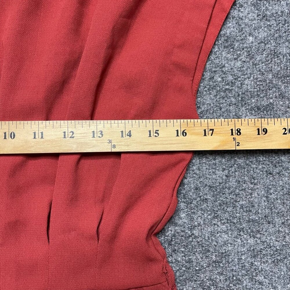 Topshop Womens Romper Playsuit Orange Pleated Jewel Neck Cap Sleeve Short 2 New - Picture 9 of 11